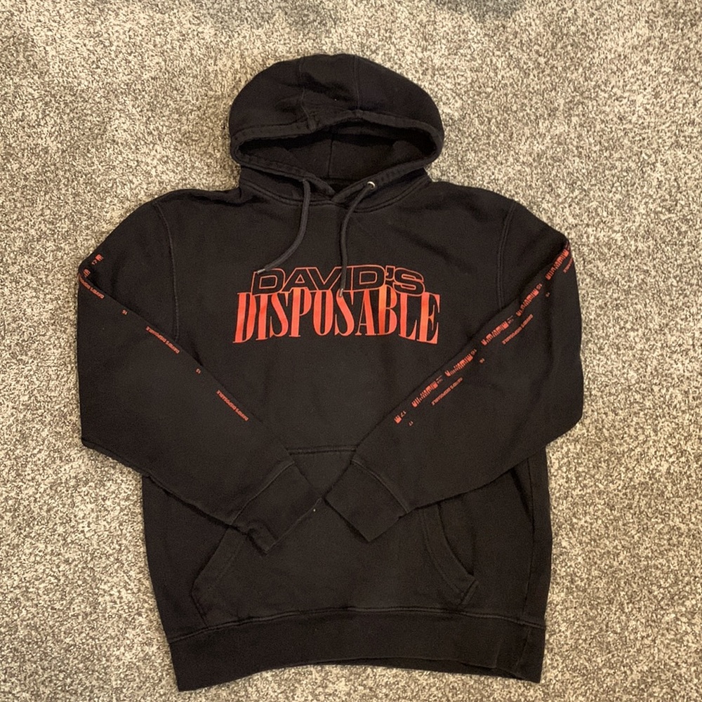 David’s Disposable Hoodie Size Large Black and Red